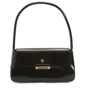 NWT Pratesi Firenze Black Polished Calf Leather Satchel Bag Italy
